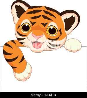 Cute tiger with blank sign Stock Vector Image & Art - Alamy