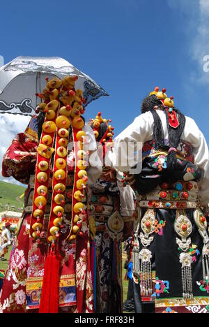 Tibet -  05/08/2009  -  Tibet  -  Horse Festival : Tibetan cultural festival of traditional dances and horse races in Chengso, K Stock Photo