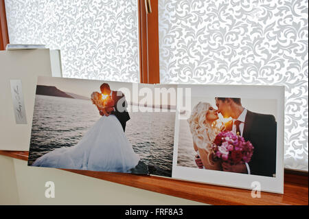 Pages with photo of wedding book and album Stock Photo