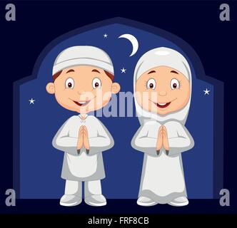 Muslim kid cartoon Stock Vector