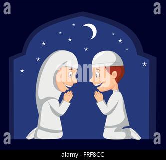 Muslim kid cartoon Stock Vector