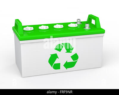 3d acid battery with recycle symbol Stock Photo