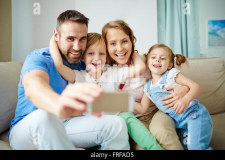 Selfie of happy family Stock Photo