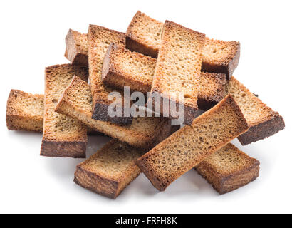 Bread croûtons isolated on a white background. Stock Photo