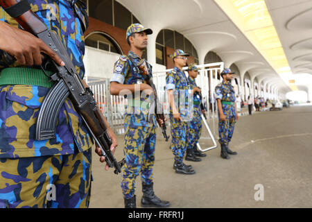police dhaka march hazrat shahjalal international alamy airport ra stands guard