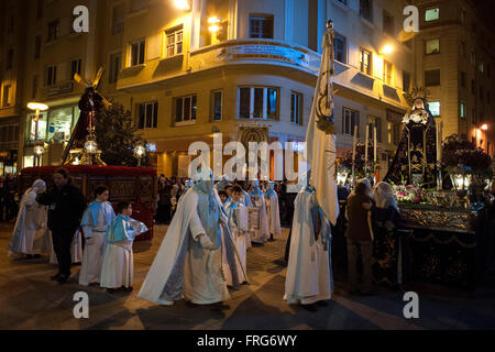 Santander, Spain. 22nd Mar, 2016. The procession of Holy Tuesday in Santander called the meeting because the footsteps of the Lord of Mercy and the Virgin of the bitterness come together  Credit:  JOAQUIN GOMEZ SASTRE/Alamy Live News Stock Photo