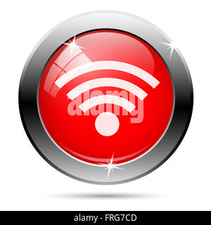 Red wifi symbol isolated on white background Stock Photo - Alamy