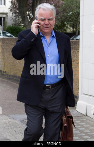 Bill Kenwright, the chairman of Everton footbal club, arrives at his offices in West London Stock Photo