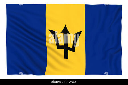 Flag of Barbados , isolated on white.