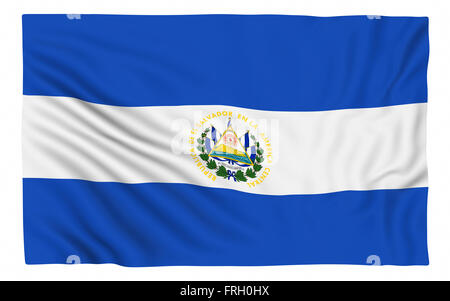 Flag of El Salvador , isolated on white. Stock Photo