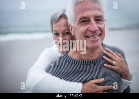Portrait of happy senior couple embracing each other Stock Photo