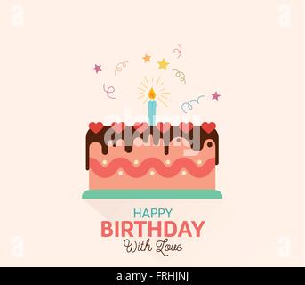 Happy birthday flat typographic card Stock Vector