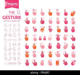 Gesture icon collection Premium flat vector icons Stock Vector