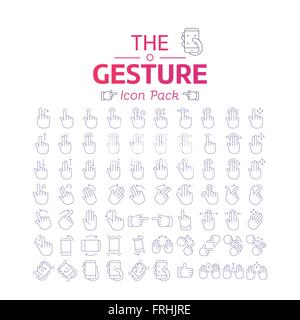 Gesture line icon collection Stock Vector