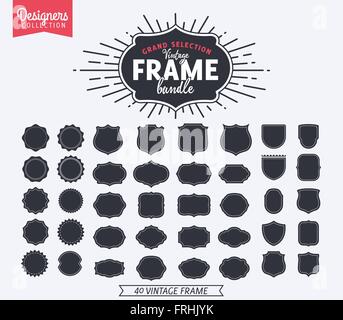 Simple and graceful frame design template, Elegant line logo design, vector illustration. Vintage Premium Styled Ribbons, frames Stock Vector