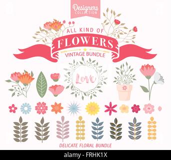 Premium Styled Floral Bundle on a white background - Designers Collection Stock Vector