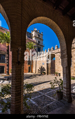 Patio de Armas, Alcazar fortress, Jerez de la Frontera, Andalusia, Spain Stock Photo