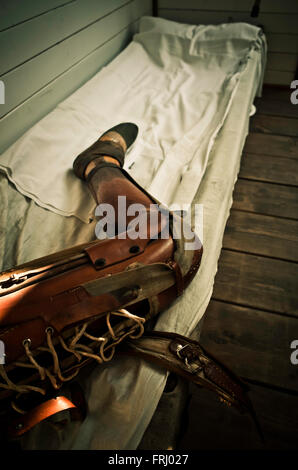 leg in wood, for amputee, WWI army hospital museum Stock Photo