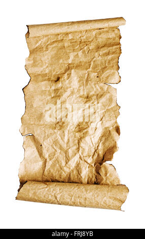 The ancient parchment or unrolled scroll isolated on white background Stock Photo