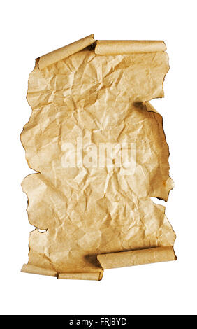 The ancient parchment or unrolled scroll isolated on white background Stock Photo