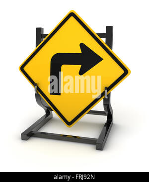 Road sign - turn right , 3d rendered image. Stock Photo