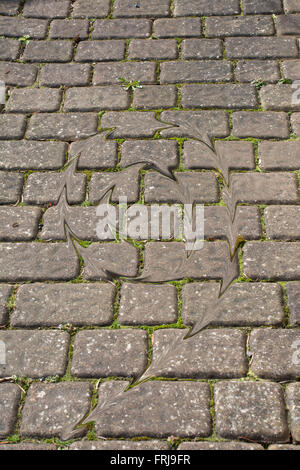 Garden path created from random paving, digitally altered Stock Photo