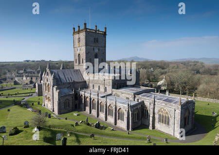 St. David's Cathedral in St. David's, Pembrokeshire, West Wales. Stock Photo