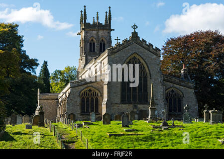 Church of St. Andrew, Aysgarth Falls, Wensleydale, Yorkshire Dales, England, UK. Rebuilt in 1536 and restored in 1866. Stock Photo