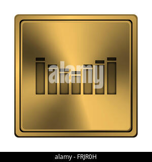 Square metallic icon with carved design on copper background Stock Photo