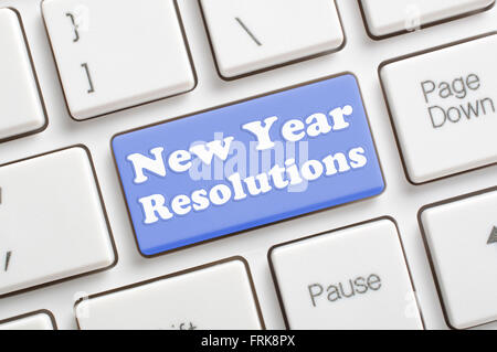 Blue new year resolutions key on keyboard Stock Photo