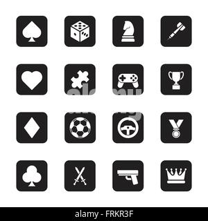 [EPS10] black flat game icon set on rounded rectangle for web, UI, infographic and mobile apps Stock Vector