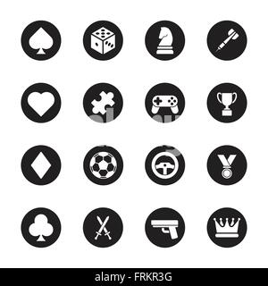 [EPS10] black flat game icon set on circle for web, UI, infographic and mobile apps Stock Vector