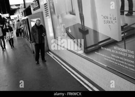 'non a la burka', Les Halles metro station, Paris Stock Photo