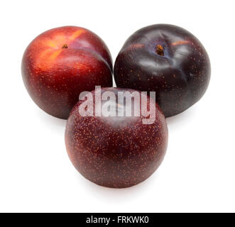 Red plums isolated on white background Stock Photo