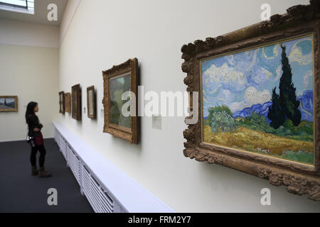 The Cypress and Flowering Tree by Vincent van Gogh display in the Kunsthaus Zurich Fine Art Museum, Zurich, Switzerland Stock Photo