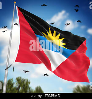 Flag of Antigua and Barbuda , This is a computer generated and 3d rendered image. Stock Photo