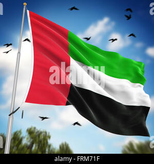 Flag of United Arab Emirates , This is a computer generated and 3d rendered image. Stock Photo