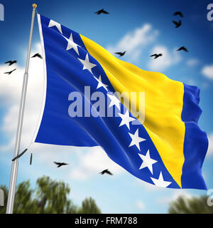 Flag of Bosnia and Herzegovina , This is a computer generated and 3d rendered image. Stock Photo