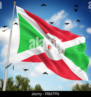 Flag of Burundi , This is a computer generated and 3d rendered image. Stock Photo