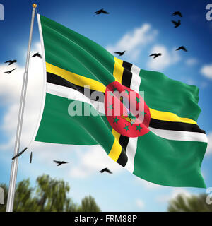 Flag of Dominica , This is a computer generated and 3d rendered image. Stock Photo