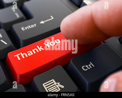 Thank You - Concept on Red Keyboard Button. Stock Photo