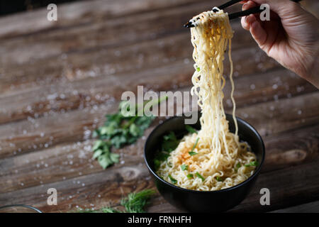 Chinese noodles. Top view. Stock Photo