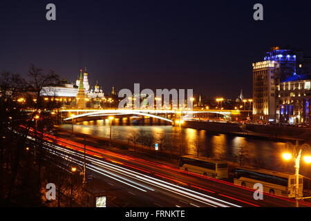 View at Moscow Kremlin from the Patriarchal bridge Stock Photo