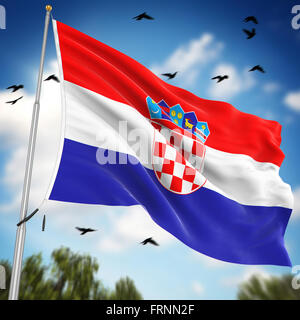 Flag of Croatia , This is a computer generated and 3d rendered image. Stock Photo