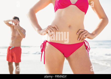 Happy couple posing on the beach Stock Photo
