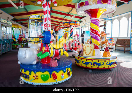 Joy-rides awaiting custom on the pier Lytham St Anne's Lancs UK Stock Photo
