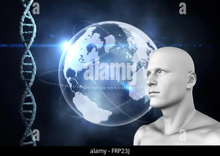 Composite image of illustration of dna and earth Stock Photo