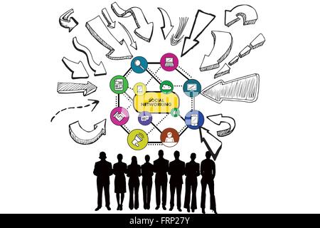 Composite image of business people and social networking icons Stock Photo