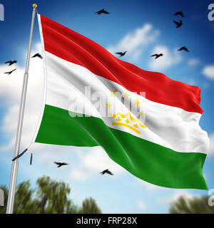 Flag of Tajikistan , This is a computer generated and 3d rendered image. Stock Photo