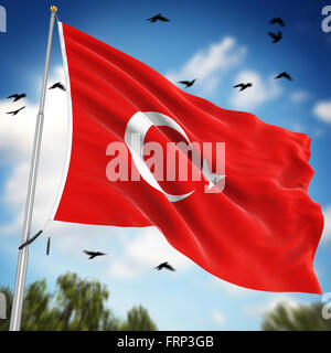 Flag of Turkey , This is a computer generated and 3d rendered image. Stock Photo